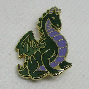 Vintage Gift Creations Enamel Dragon Pin Gold Green and Purple